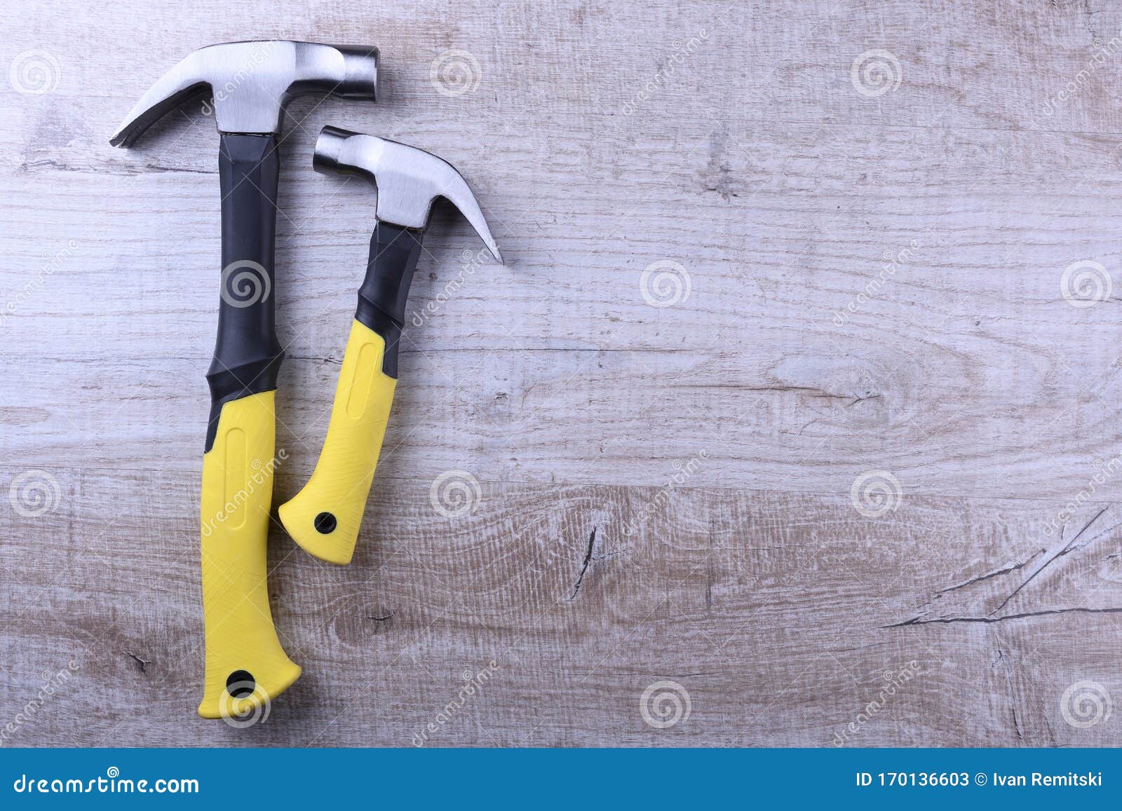 Hammer Iron on Wooden Background Stock Image Image of hammer