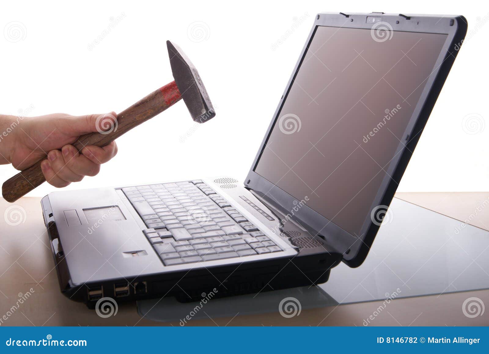 Hammer and laptop stock photo. Image of anger, electronic 8146782