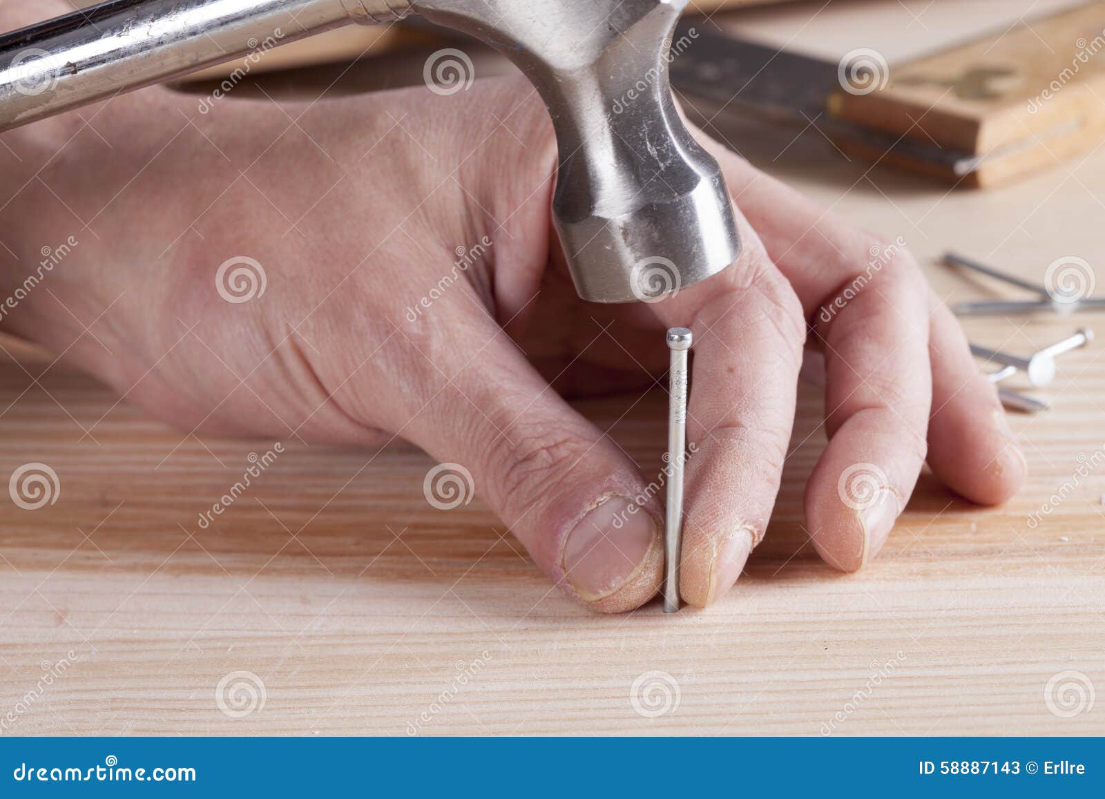 Hammer and nail stock image. Image of wood, hardware 58887143