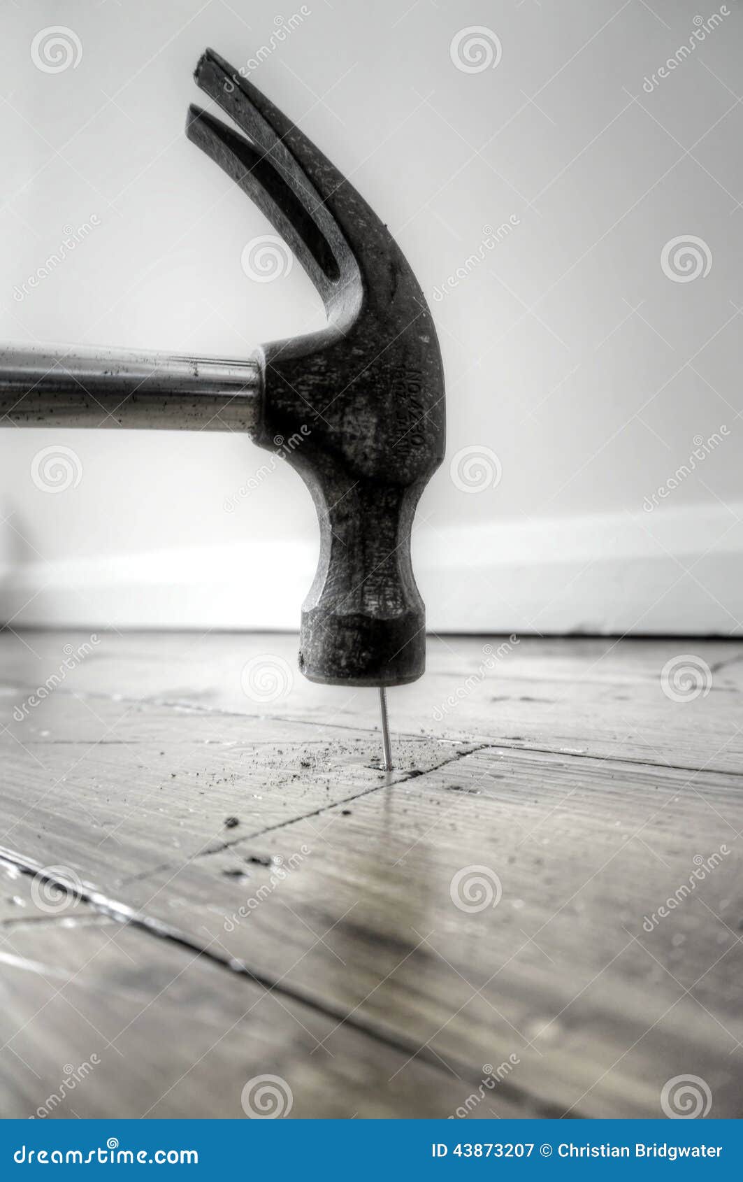 Hammer nail floorboard a stock image. Image of hardware 43873207