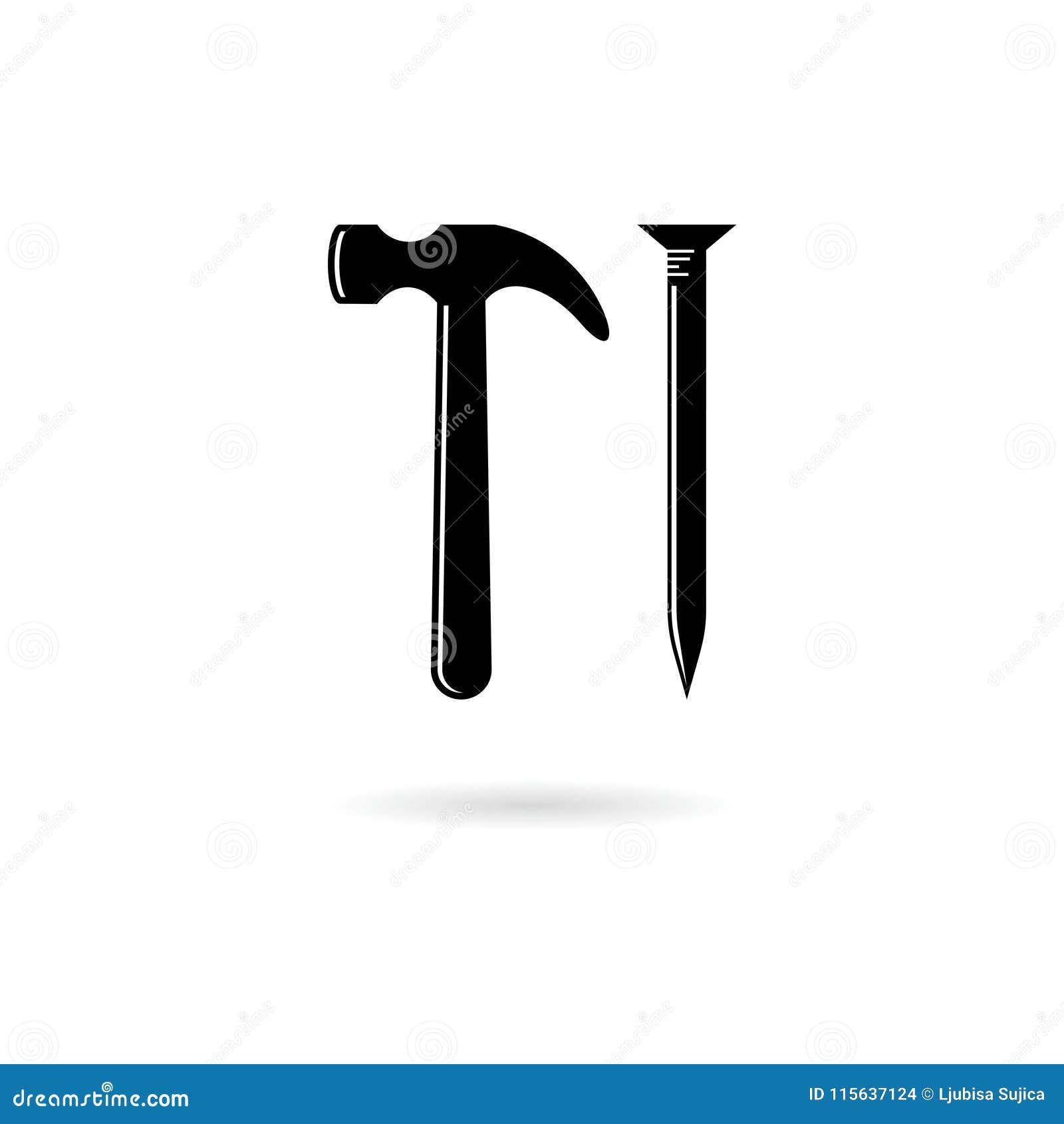 Hammer and nail icon stock vector. Illustration of equipment 115637124