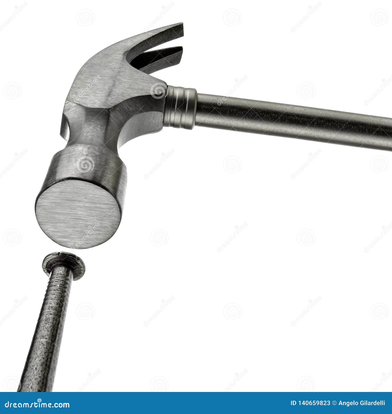 Hammer and nail isoloated stock image. Image of steel 140659823