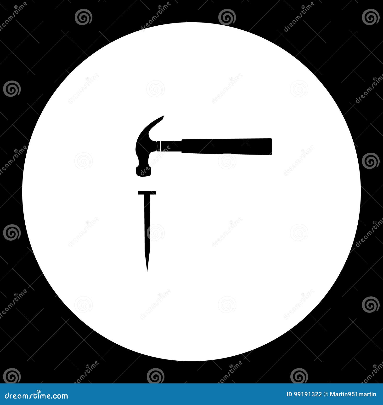 Hammer and Nail Simple Silhouette Black Icon Eps10 Stock Vector