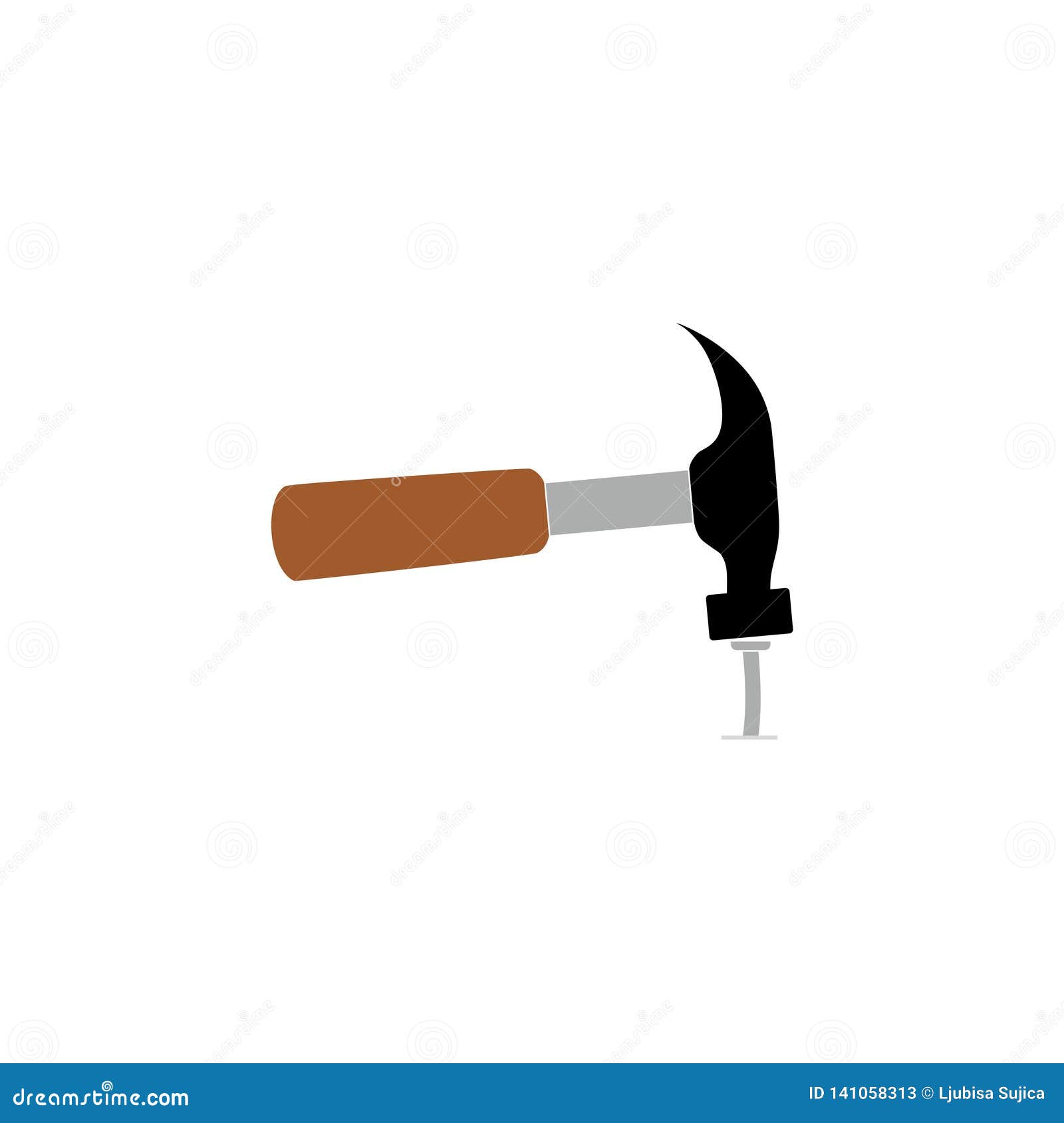 Hammer and Nail Icon or Logo Stock Vector Illustration of logo, close 141058313