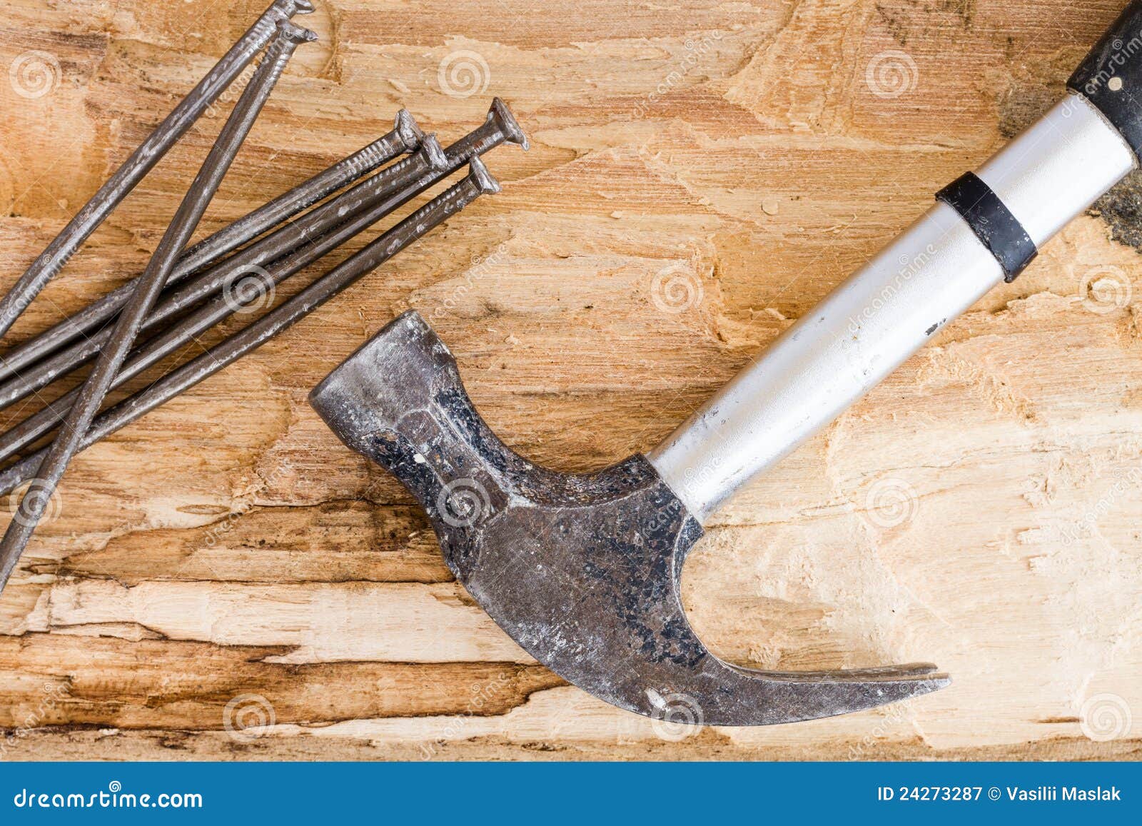 Hammer with nails stock image. Image of utensils, crafts 24273287