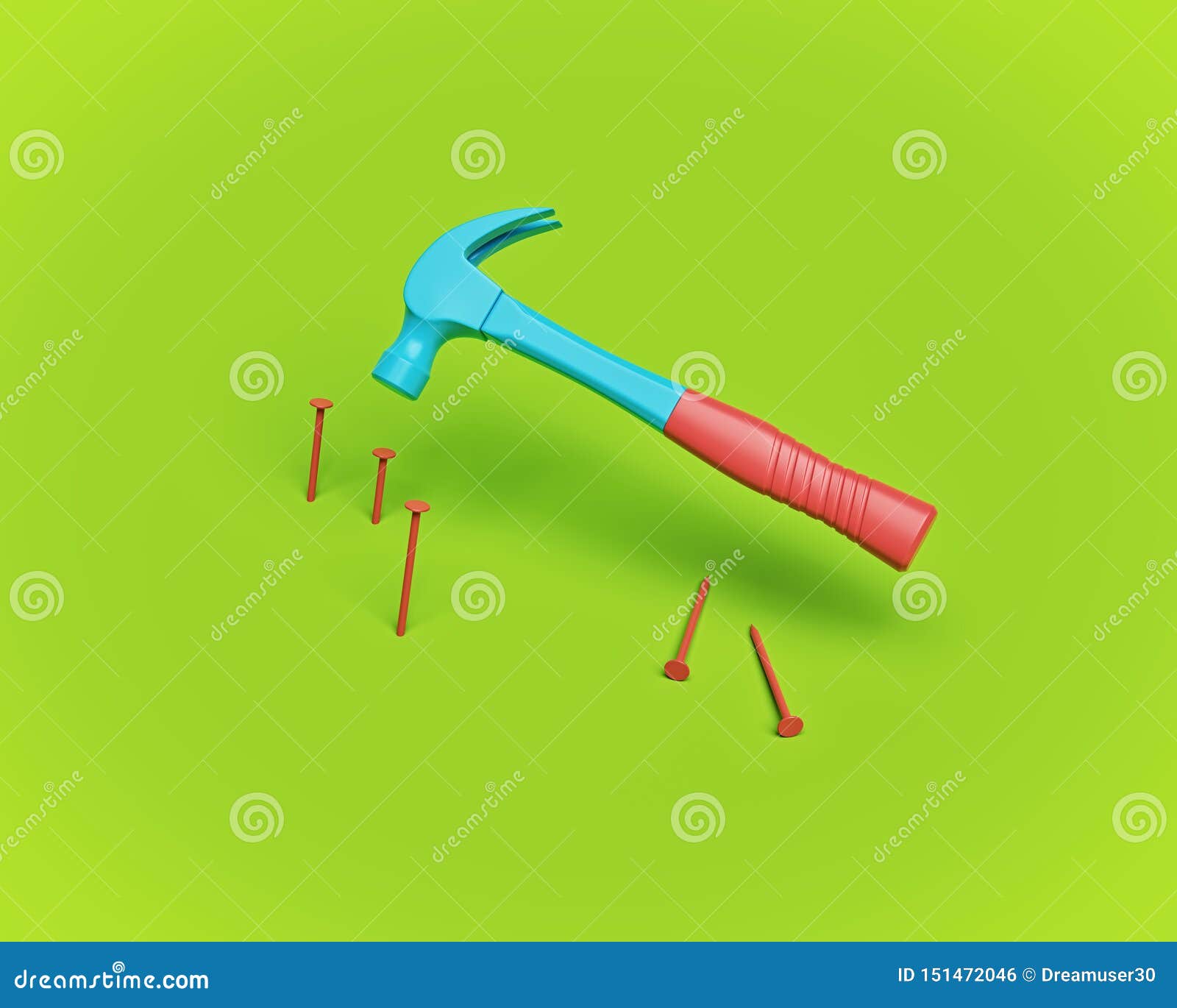 Hammer and Nails. 3d Rendering Stock Illustration Illustration of