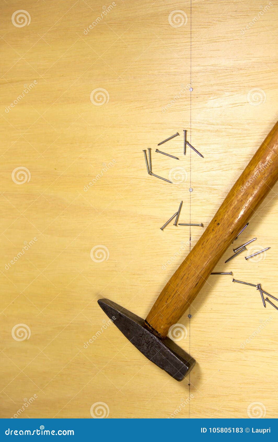A hammer and nails untidy stock image. Image of background 105805183