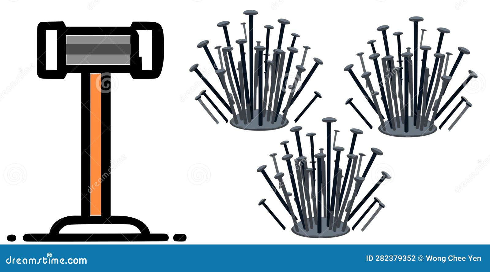 Hammer and Nails Vector Illustration Stock Illustration Illustration