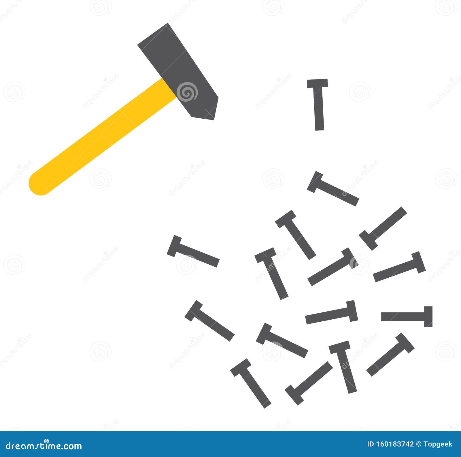 Hammer and Nails Construction Equipment Vector Stock Vector