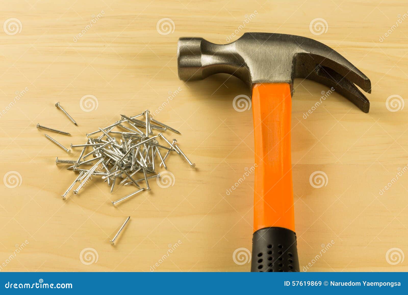 Hammer and nails stock image. Image of industrial, hammer 57619869
