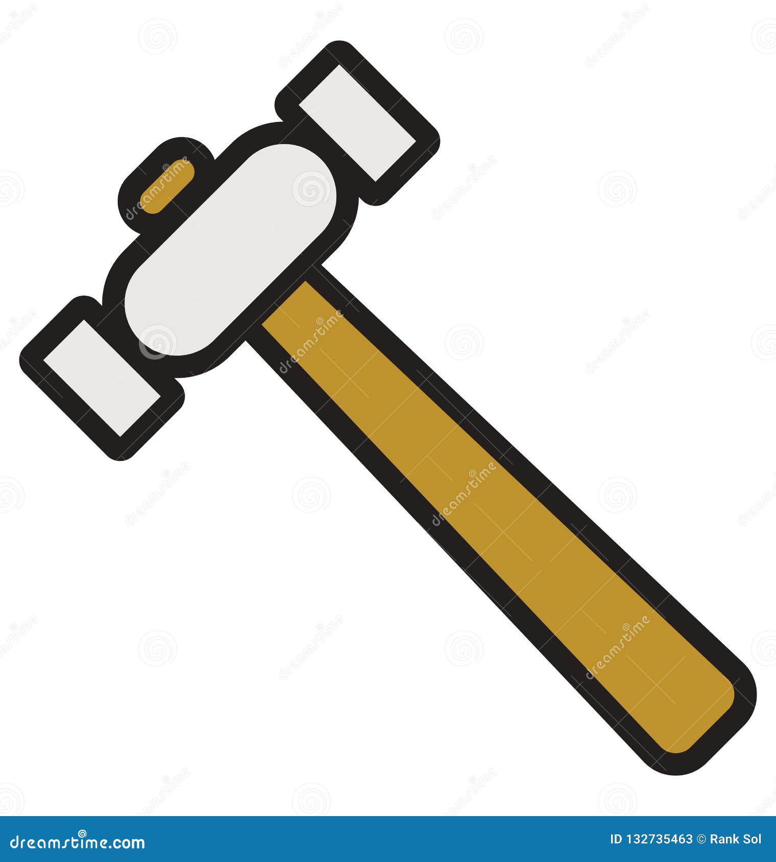 Hammer Outline and Filled Isolated Vector Icon that Can Be Easily