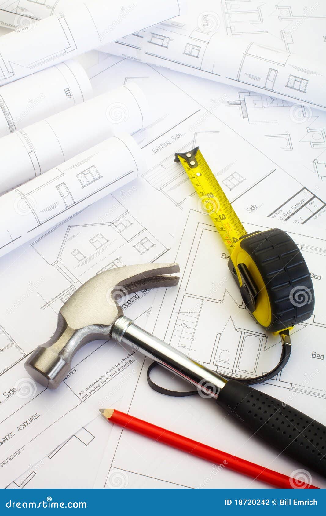 Hammer and pencil stock photo. Image of engineer, white 18720242