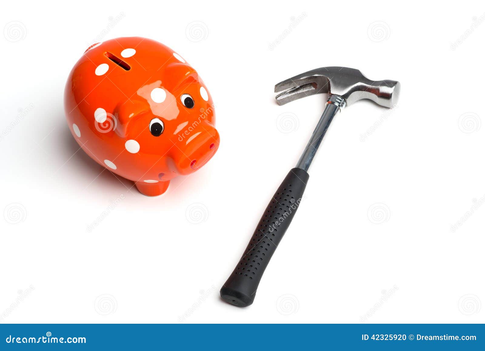 Hammer with piggy bank stock photo. Image of butchers 42325920