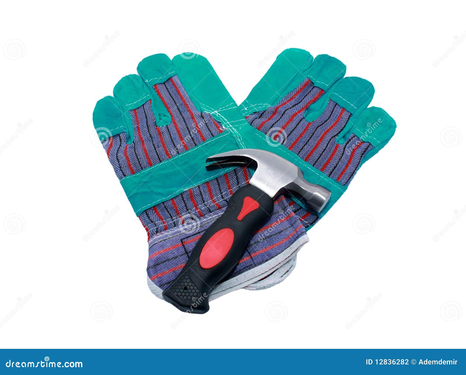 Hammer and Protective Gloves Isolated Stock Photo Image of protection