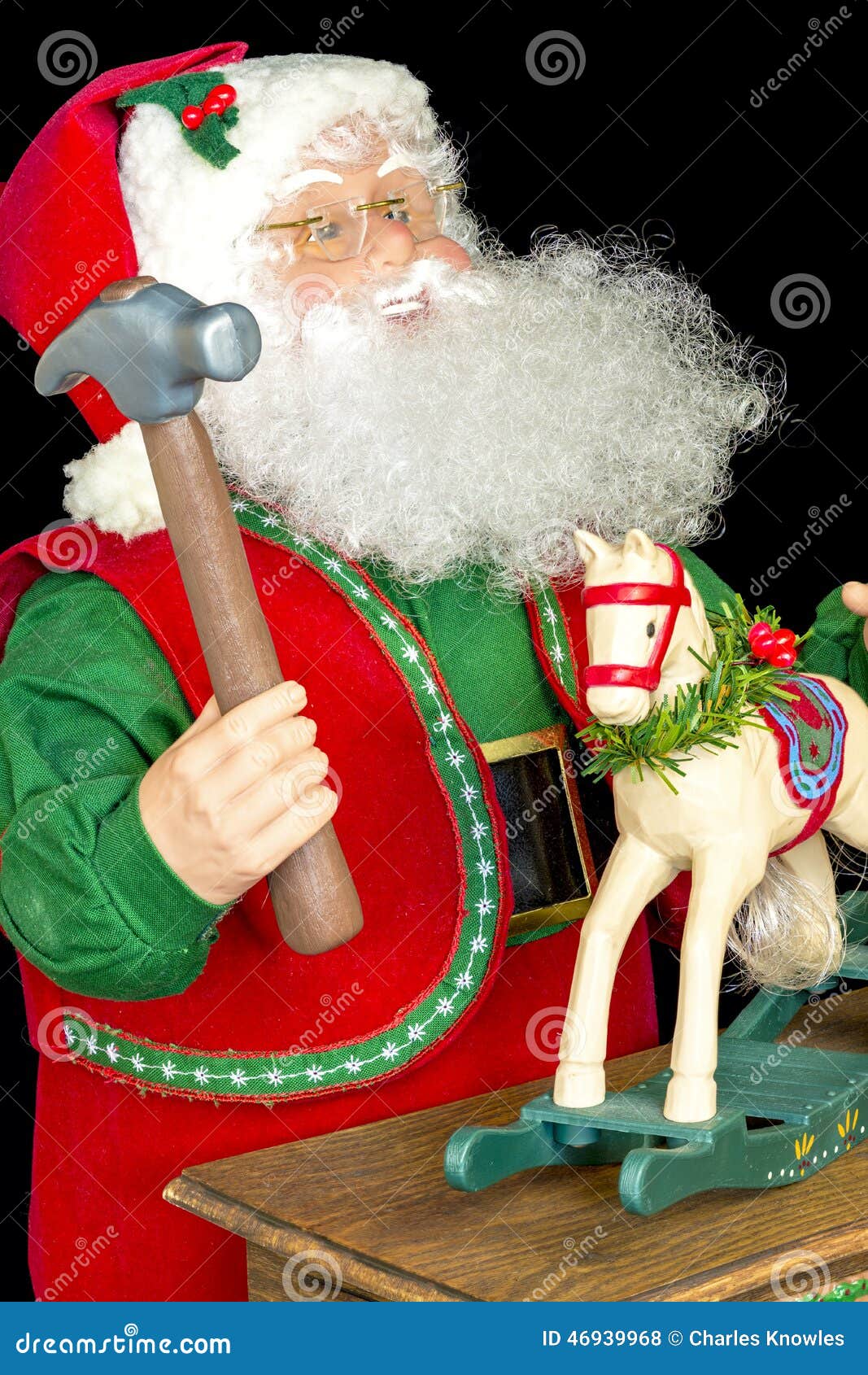 Hammer in Santas Hand in Christmas Stock Photo Image of
