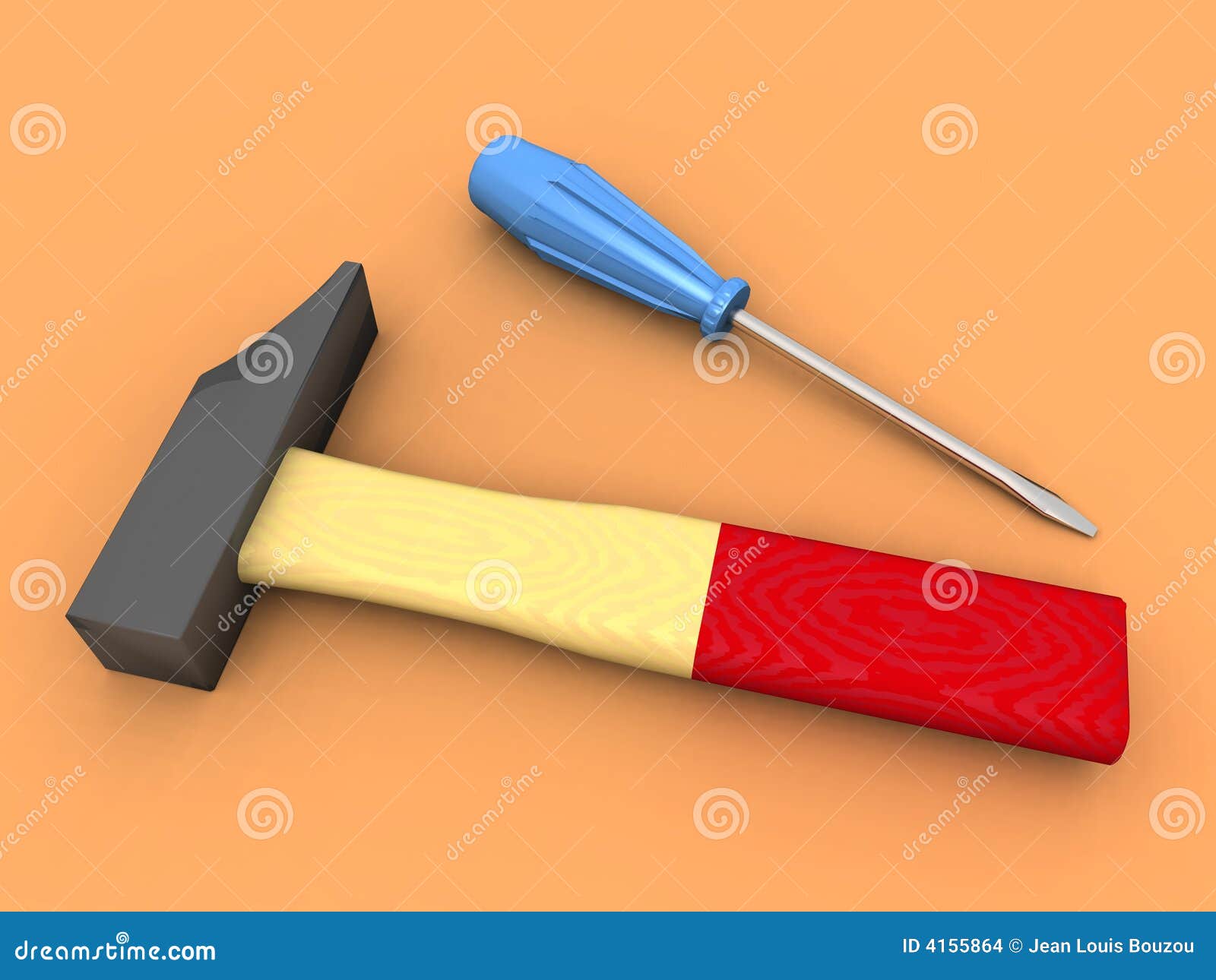Hammer and screwdriver stock illustration. Illustration of article