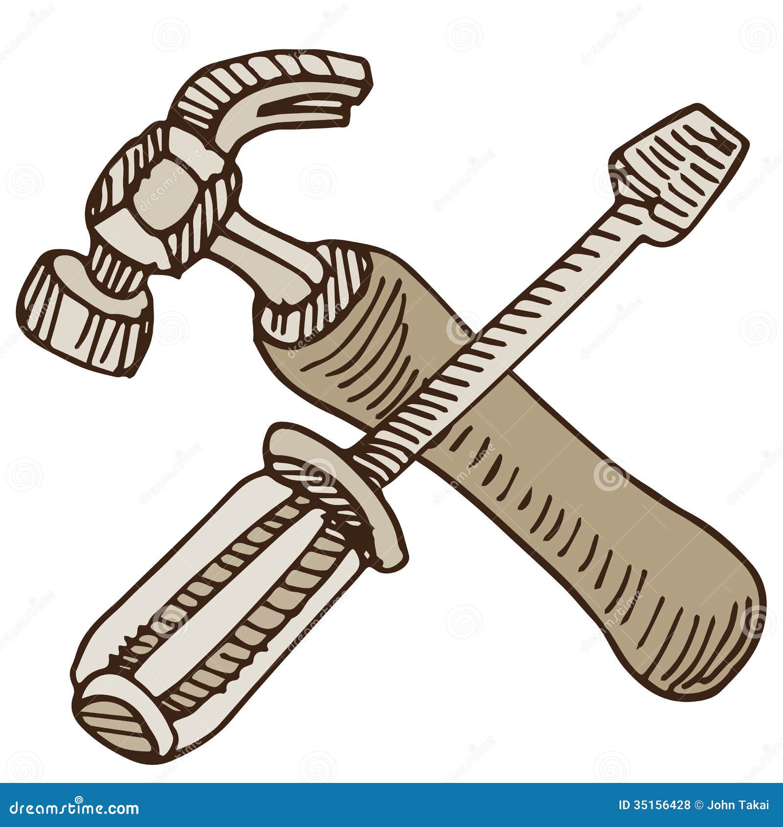 Hammer and Screwdriver stock vector. Illustration of clip 35156428