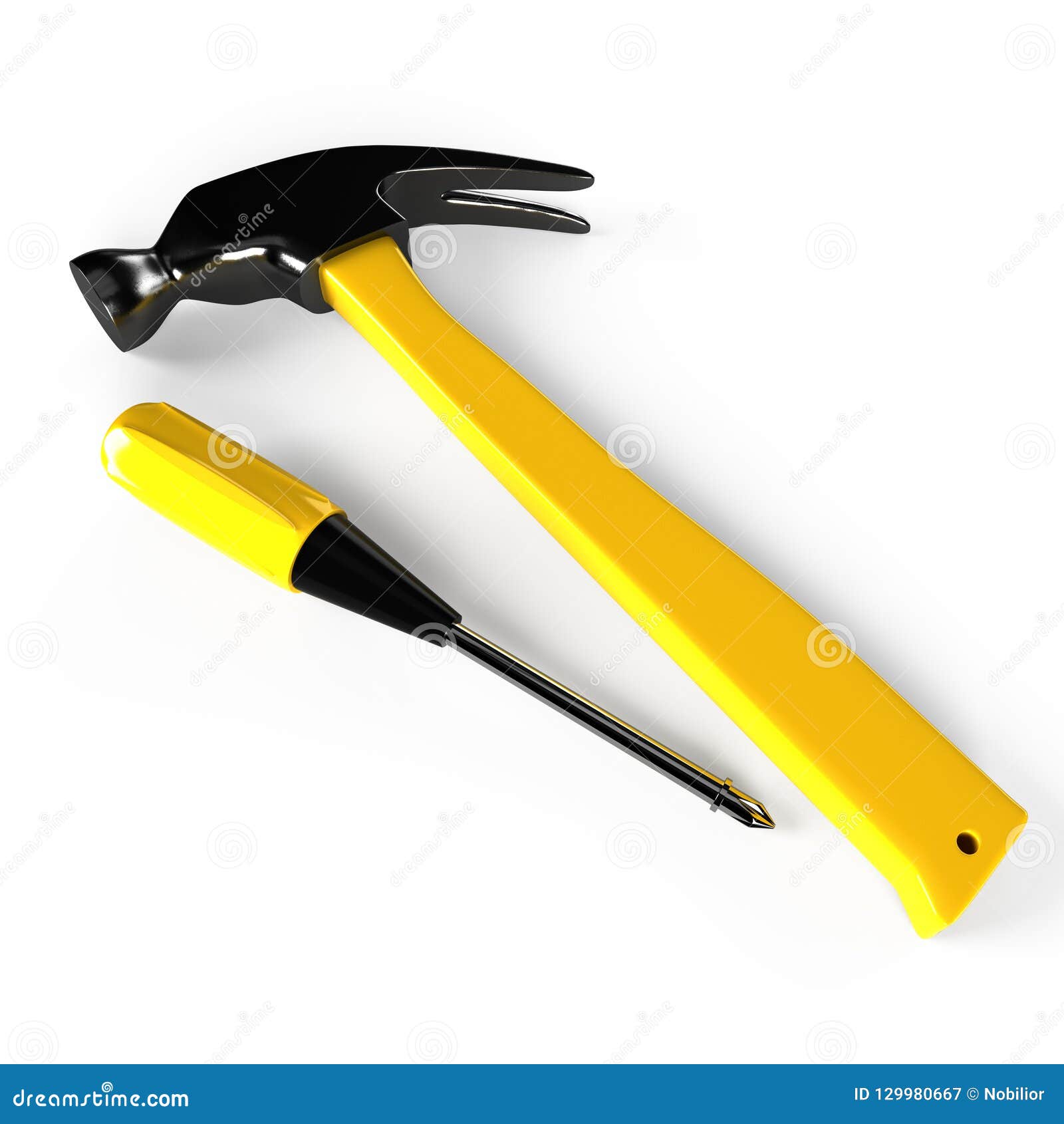 Hammer and Screwdriver Isolated on White Stock Image Illustration of