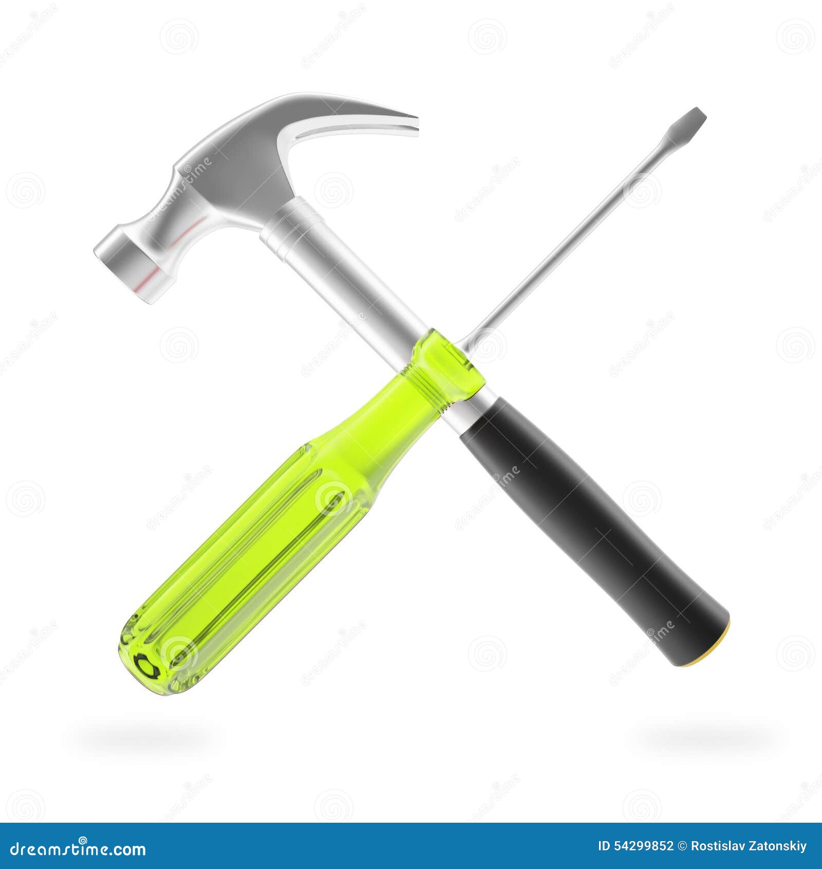 Hammer and Screwdriver Isolated on White Stock Illustration