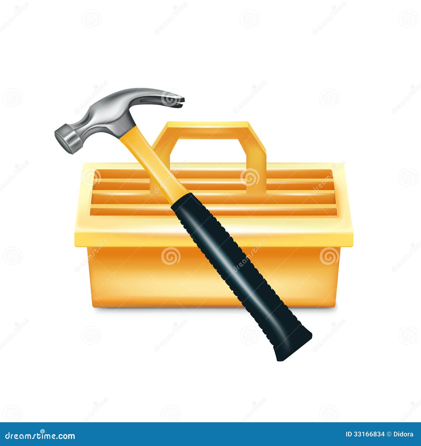 Hammer and Tool Box Isolated Stock Vector Illustration of icon, tool