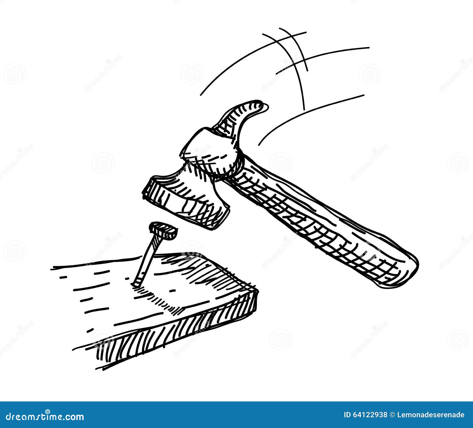 Hammerund NagelGekritzel vektor abbildung. Illustration von schlagen