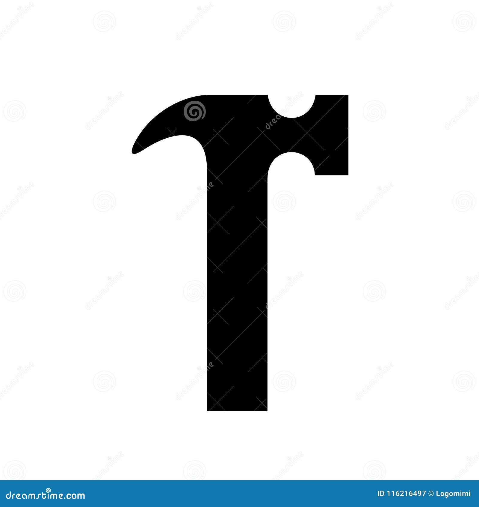 Hammer Vector Silhouette Tools Icon Simple Hammer Shape Stock