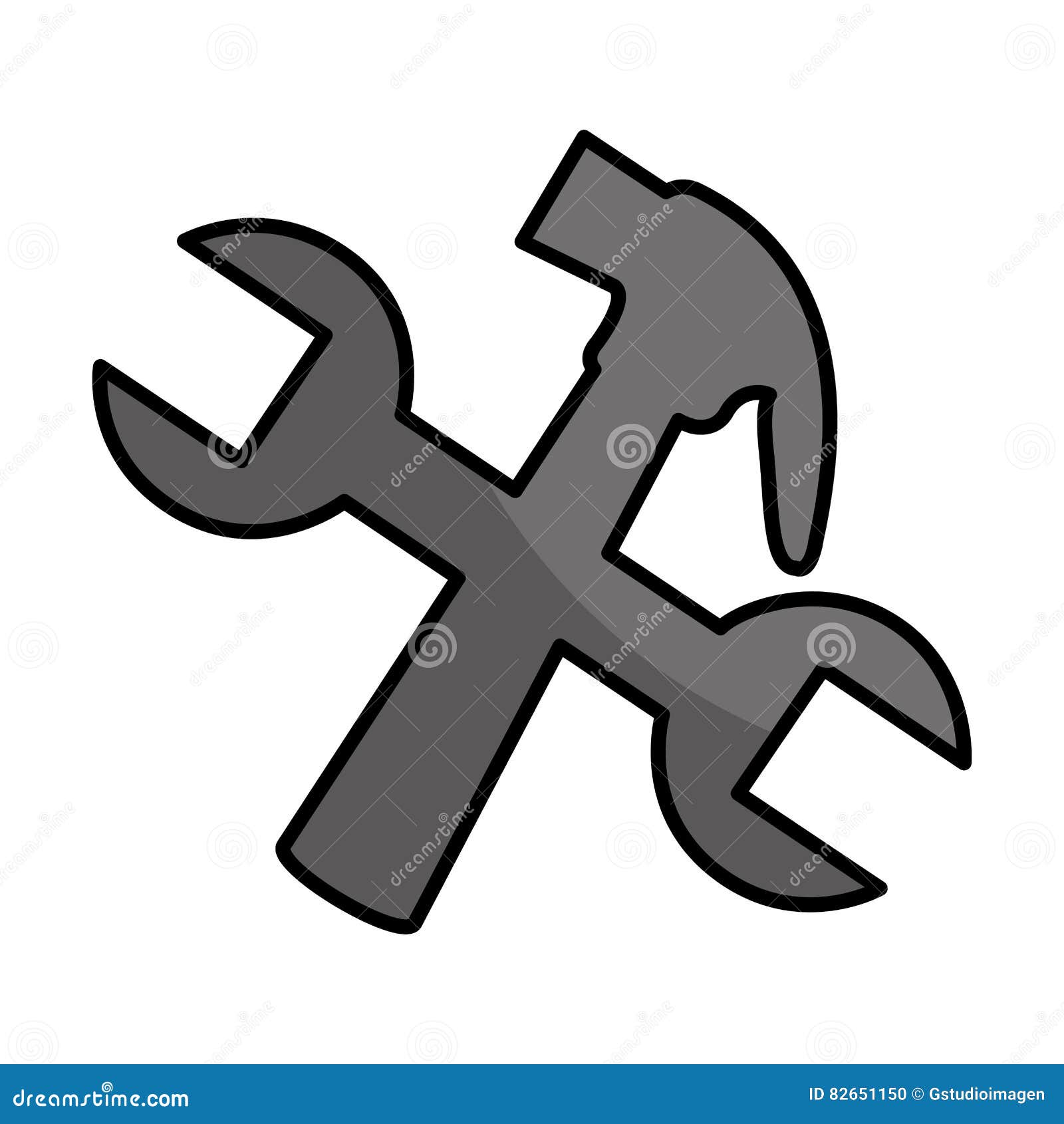 Hammer and wrench tools stock illustration. Illustration of