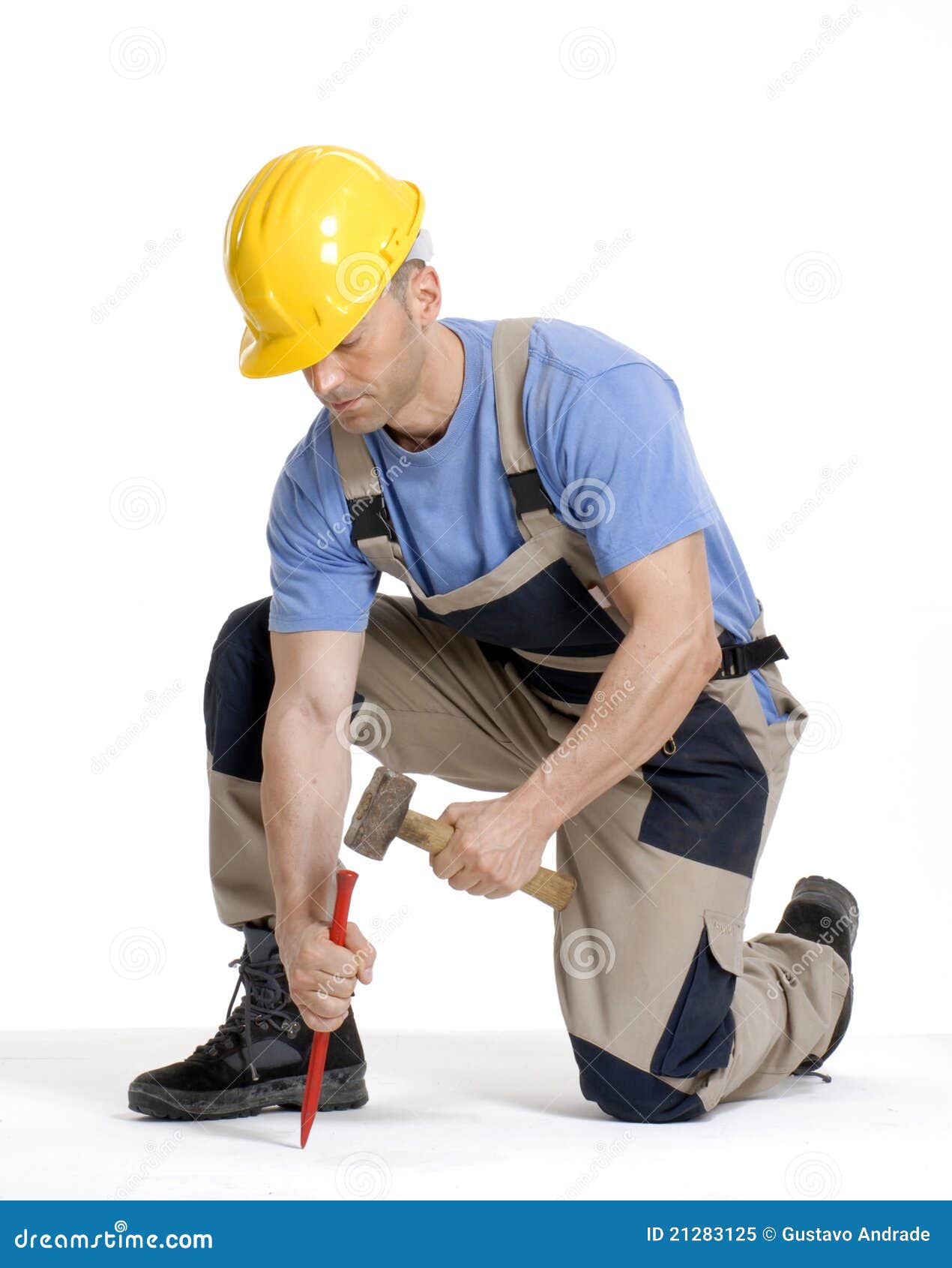 Hammering worker. stock image. Image of hamerin, construction 21283125