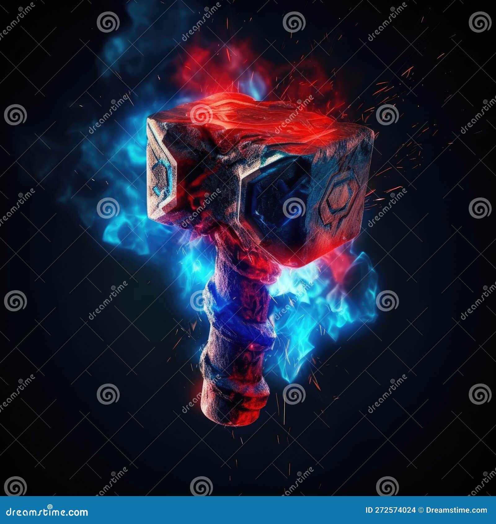 Hammers Neon in Blue and Red Fire Stock Illustration Illustration of