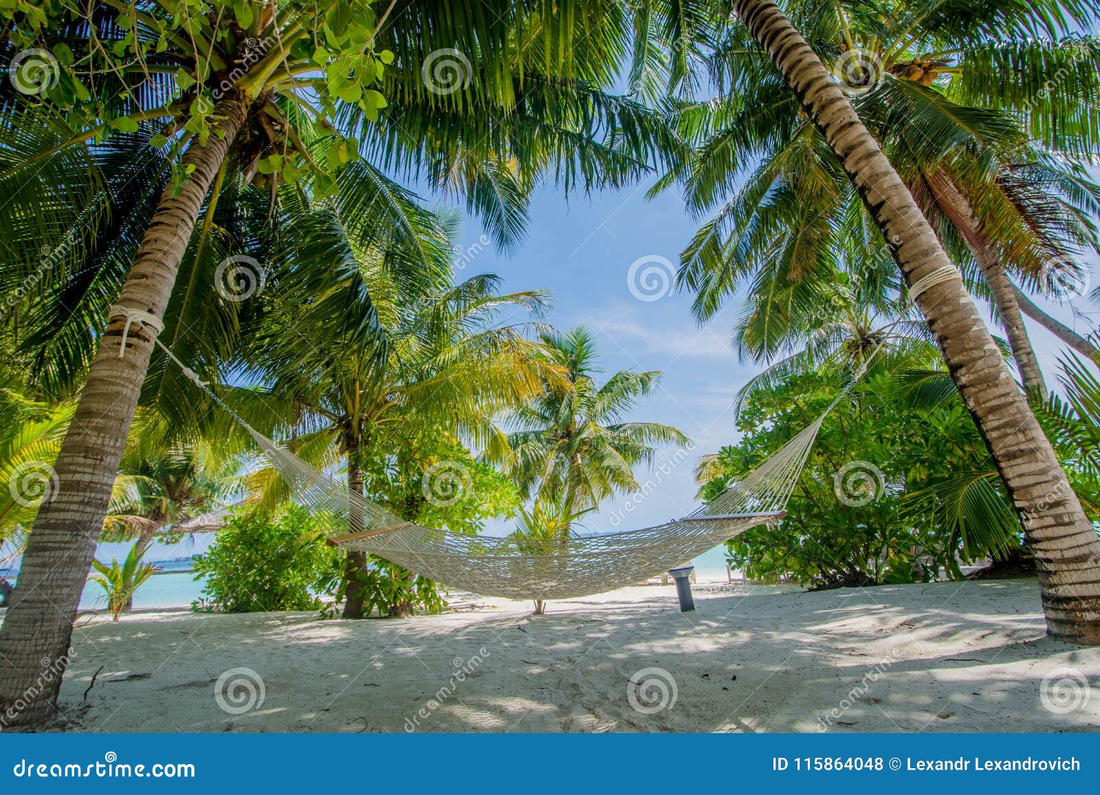 Hammock at the Beautiful Tropical Beach at Maldives Stock Photo - Image ...
