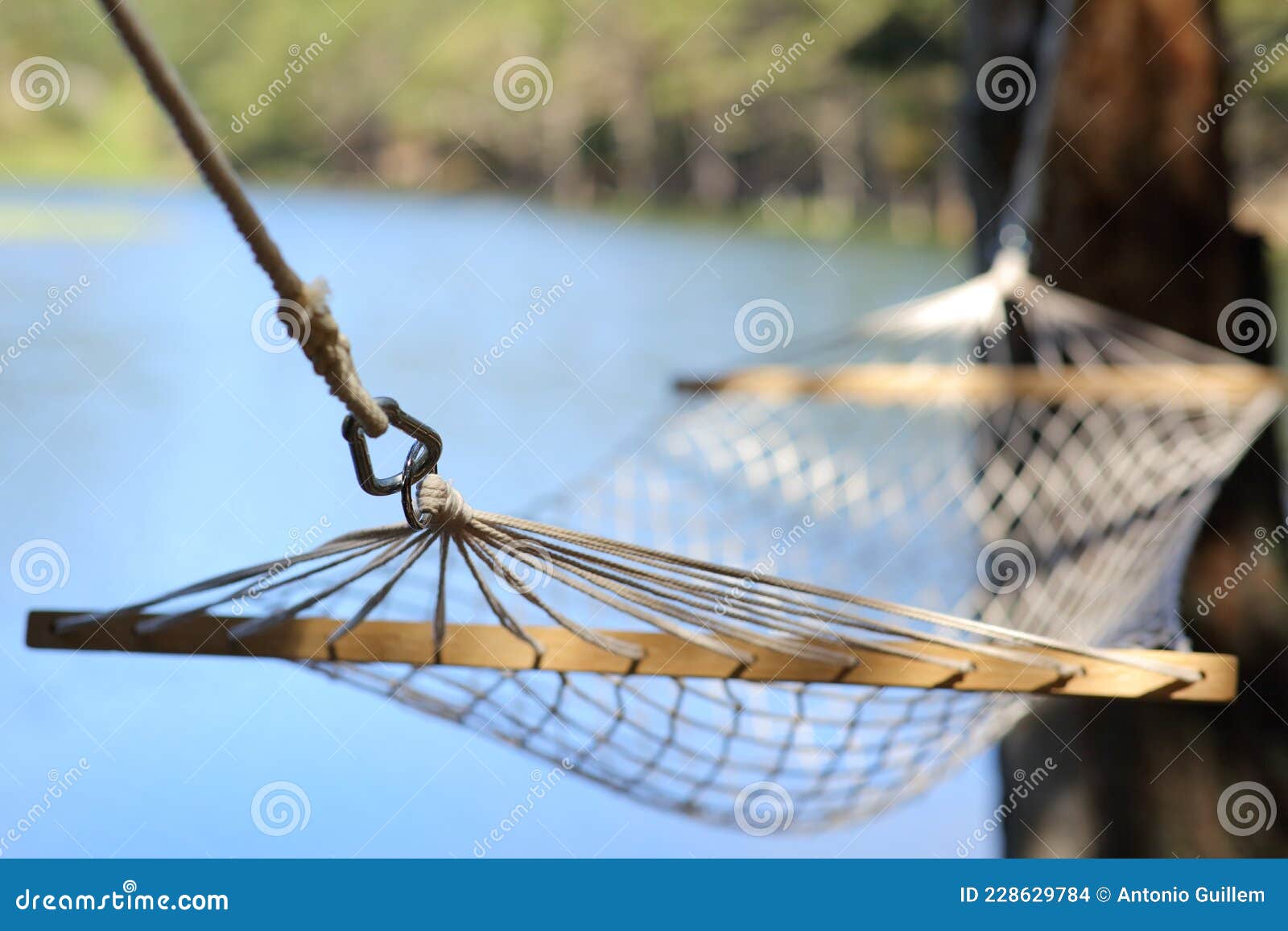 Hammock in a lake stock photo. Image of lake, calm, background 228629784