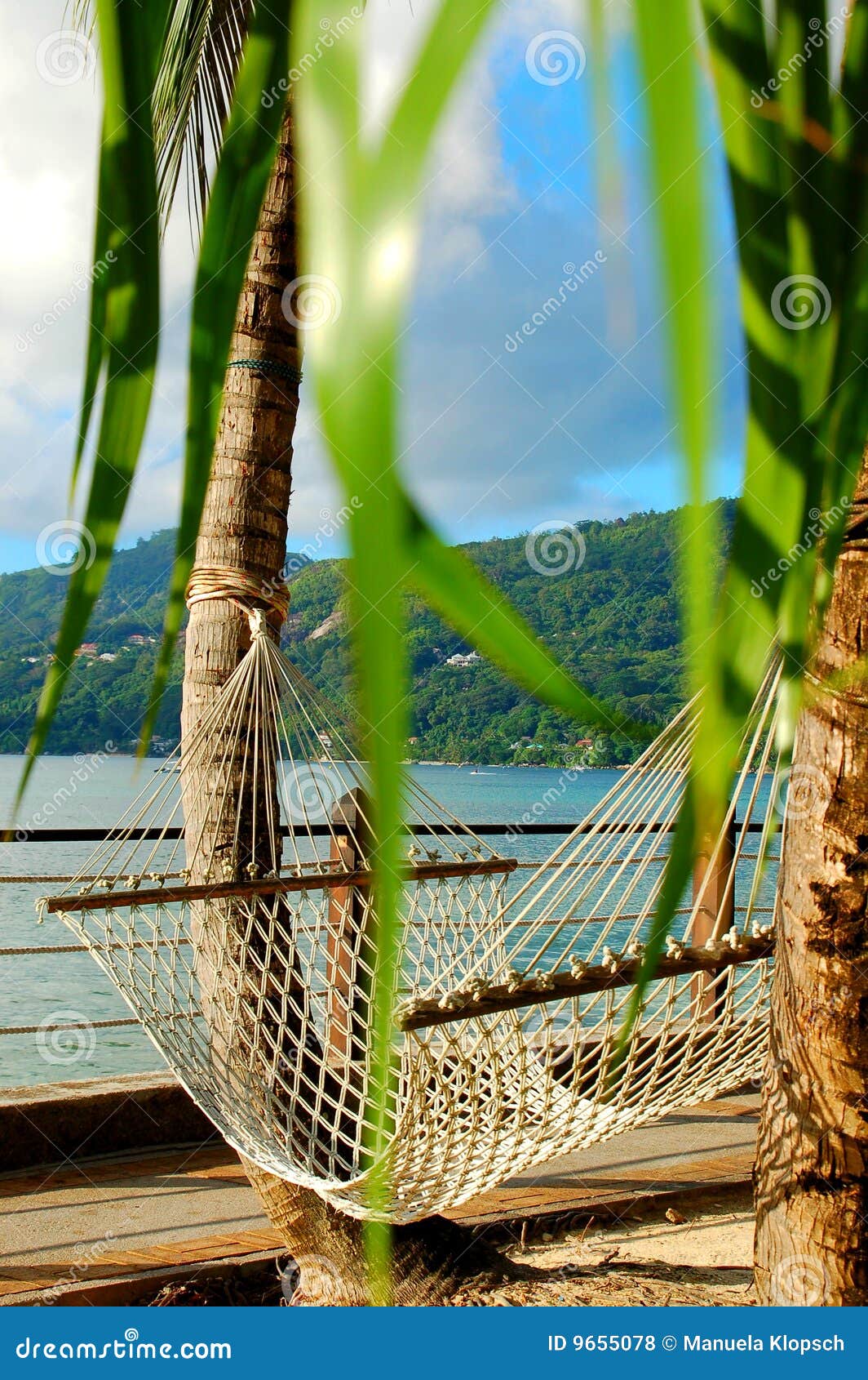 Hammock on tropical beach stock photo. Image of seychelles 9655078