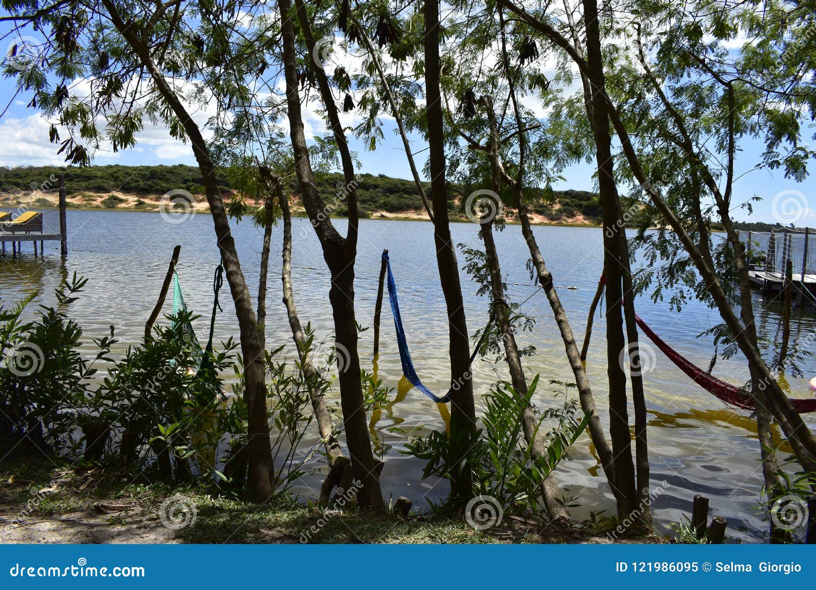 hammocks in lagoinha lagoon, ceara, brazil