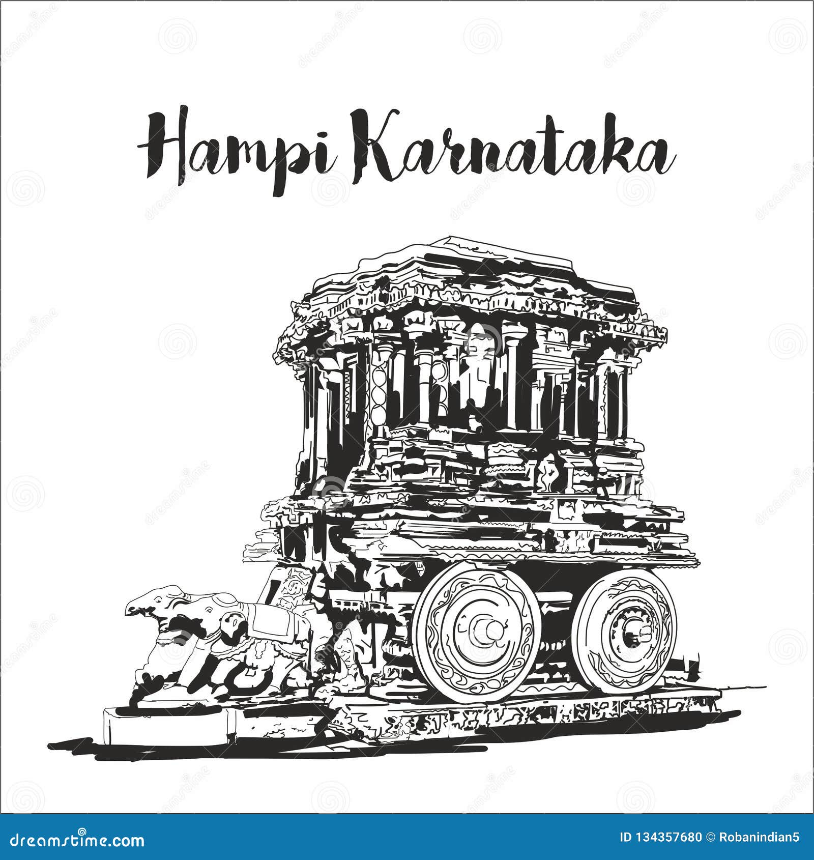 Hampi Karnataka Sketch or Drawing Stock Photo - Image of tourism ...