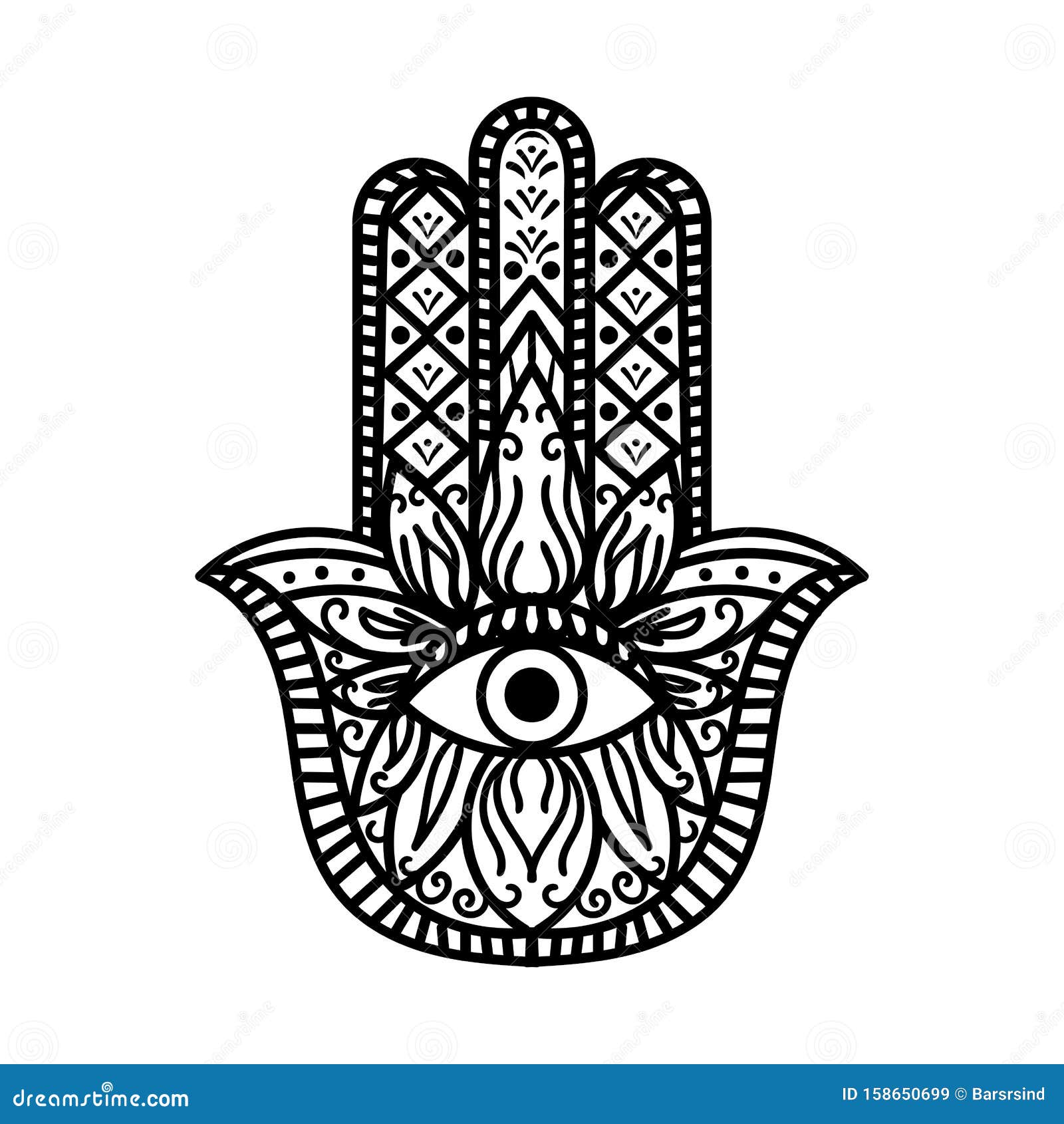 Hamsa Fatima Hand Tradition Amulet Monochrome Stock Illustration ...