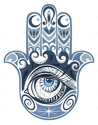 Hamsa hand of Fatima stock vector. Illustration of hamsa - 63043282