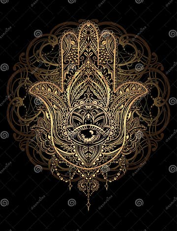 Hamsa Hand of Fatima stock illustration. Illustration of lucky - 77941174