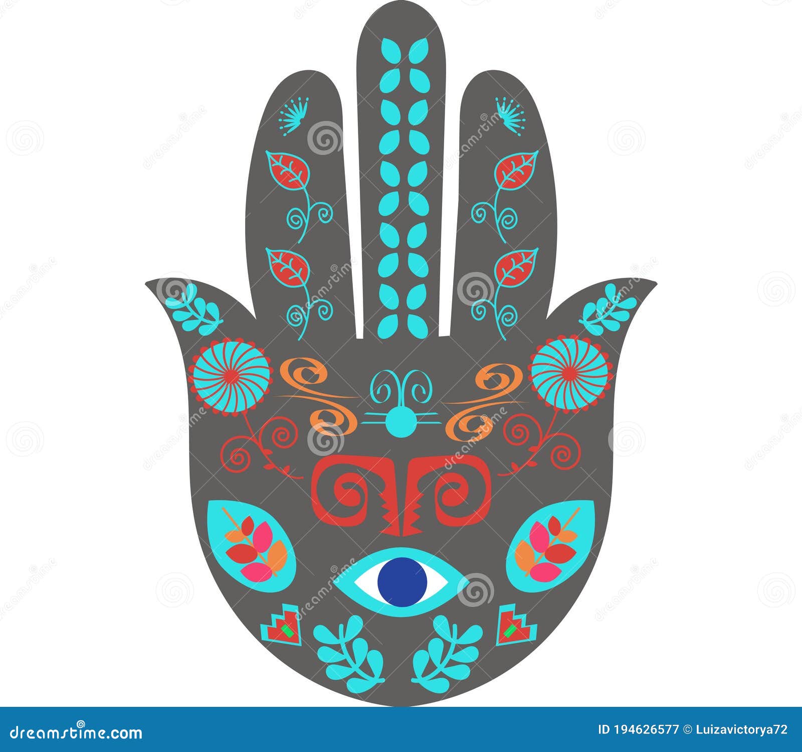 Jewish Hamsa Hand Amulet Or Miriam Hand Vector Illustration
