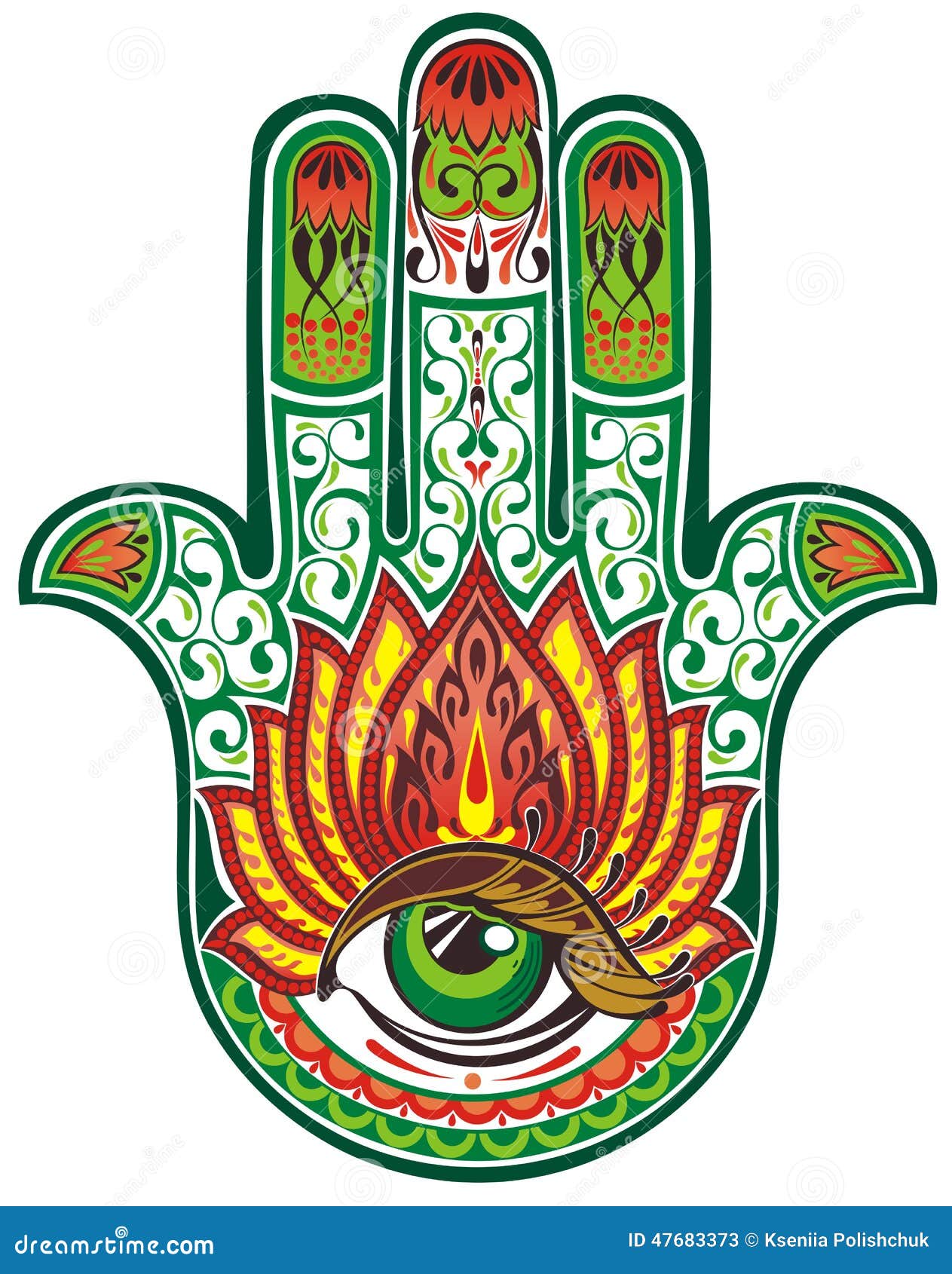 of symbol meaning green and with hand decorative hamsa Ornamental eye. green of symbol meaning green and with hand decorative hamsa Ornamental eye. green
