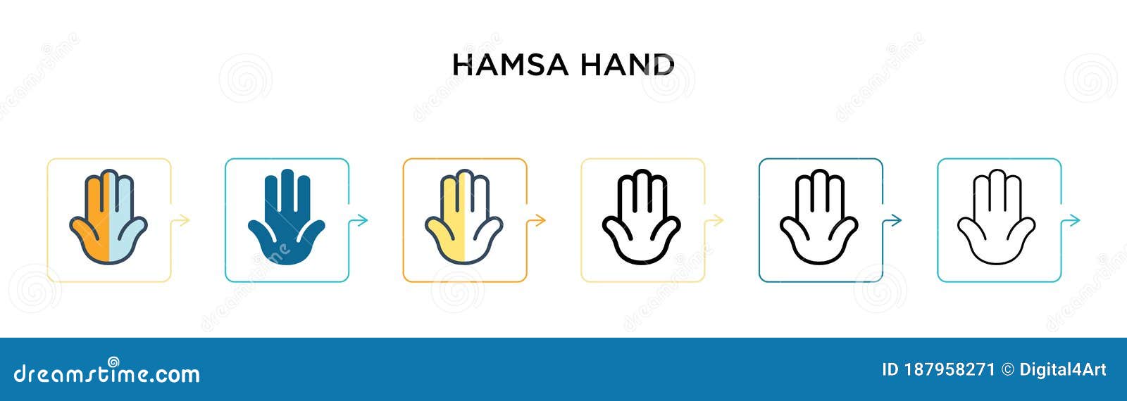 Hamsa Hand Vector Icon in 6 Different Modern Styles. Black, Two Colored ...