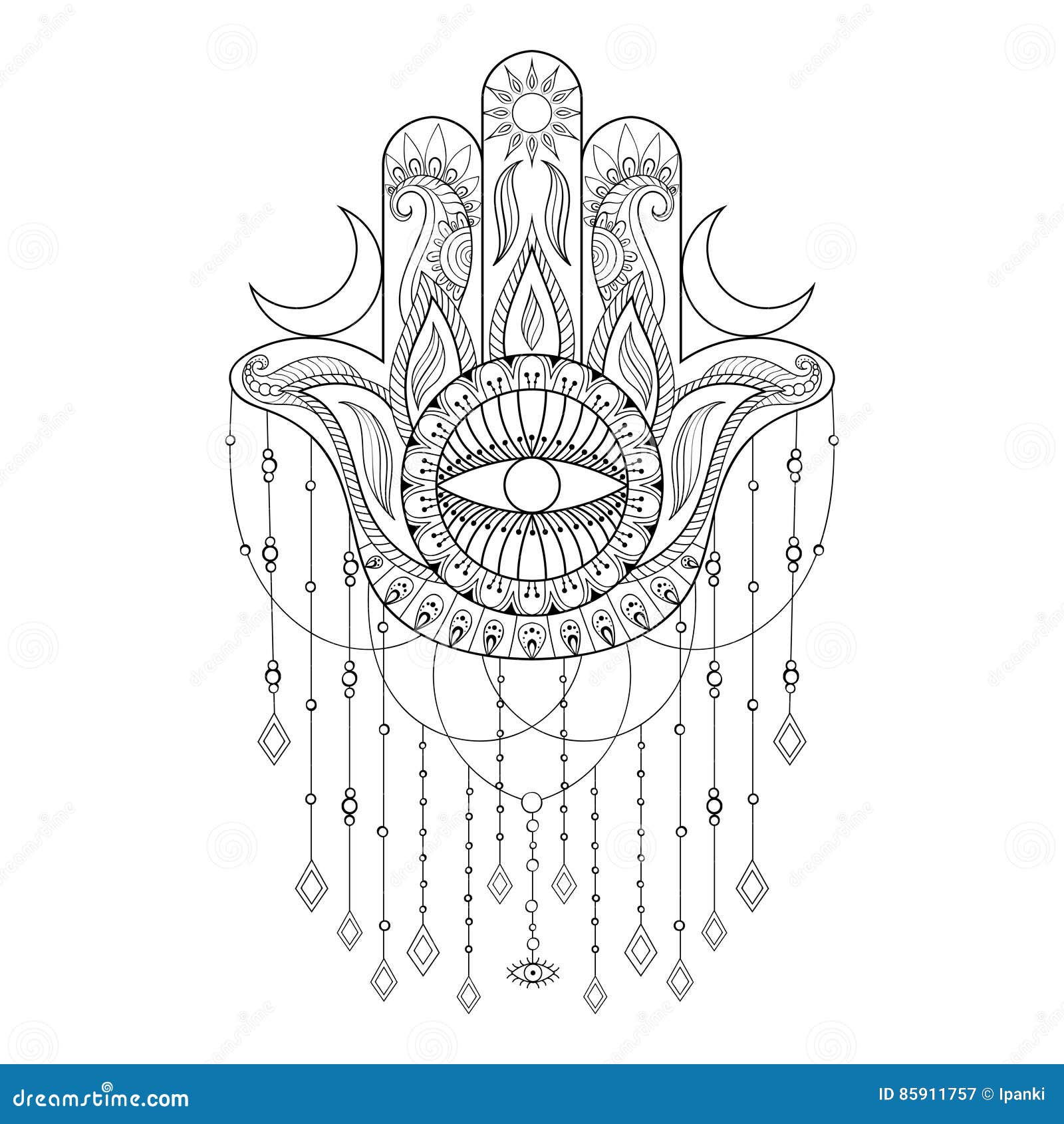 Hamsa Hand Outline Drawing