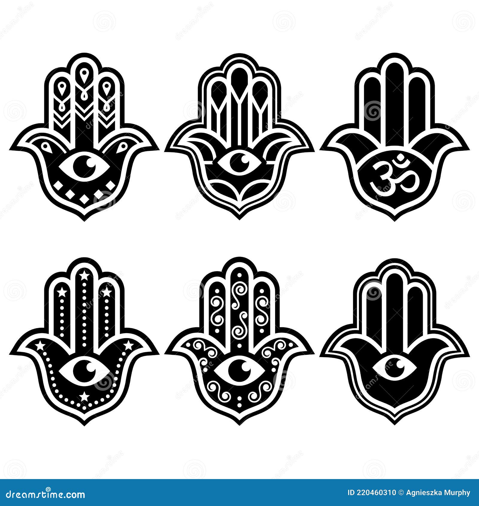 Hamsa Hand with Evil Eye Geometric Vector Design Set - Symbol of ...