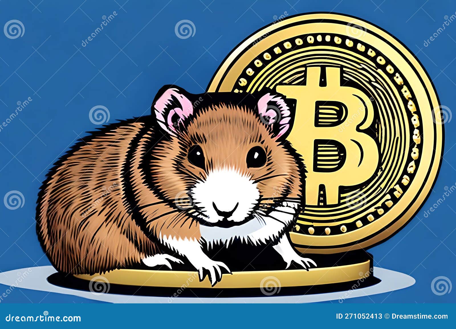 Hamster with Bitcoins stock illustration. Illustration of investment -  271052413