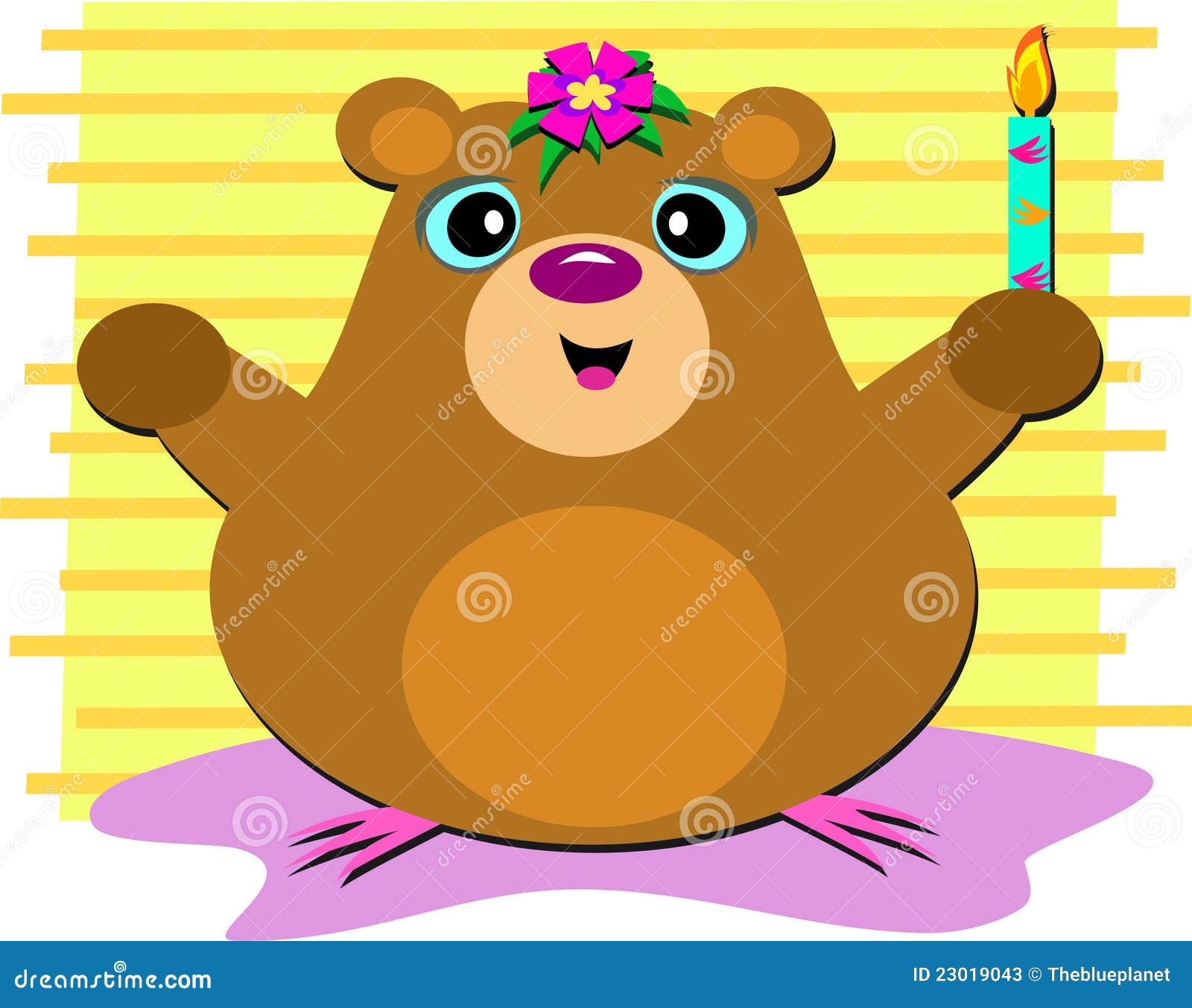 Hamster with Candle and Flower Stock Vector Illustration of candle