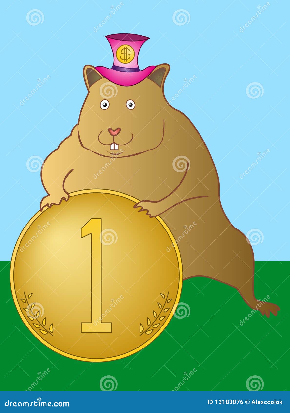 Hamster with a coin stock vector. Illustration of ...