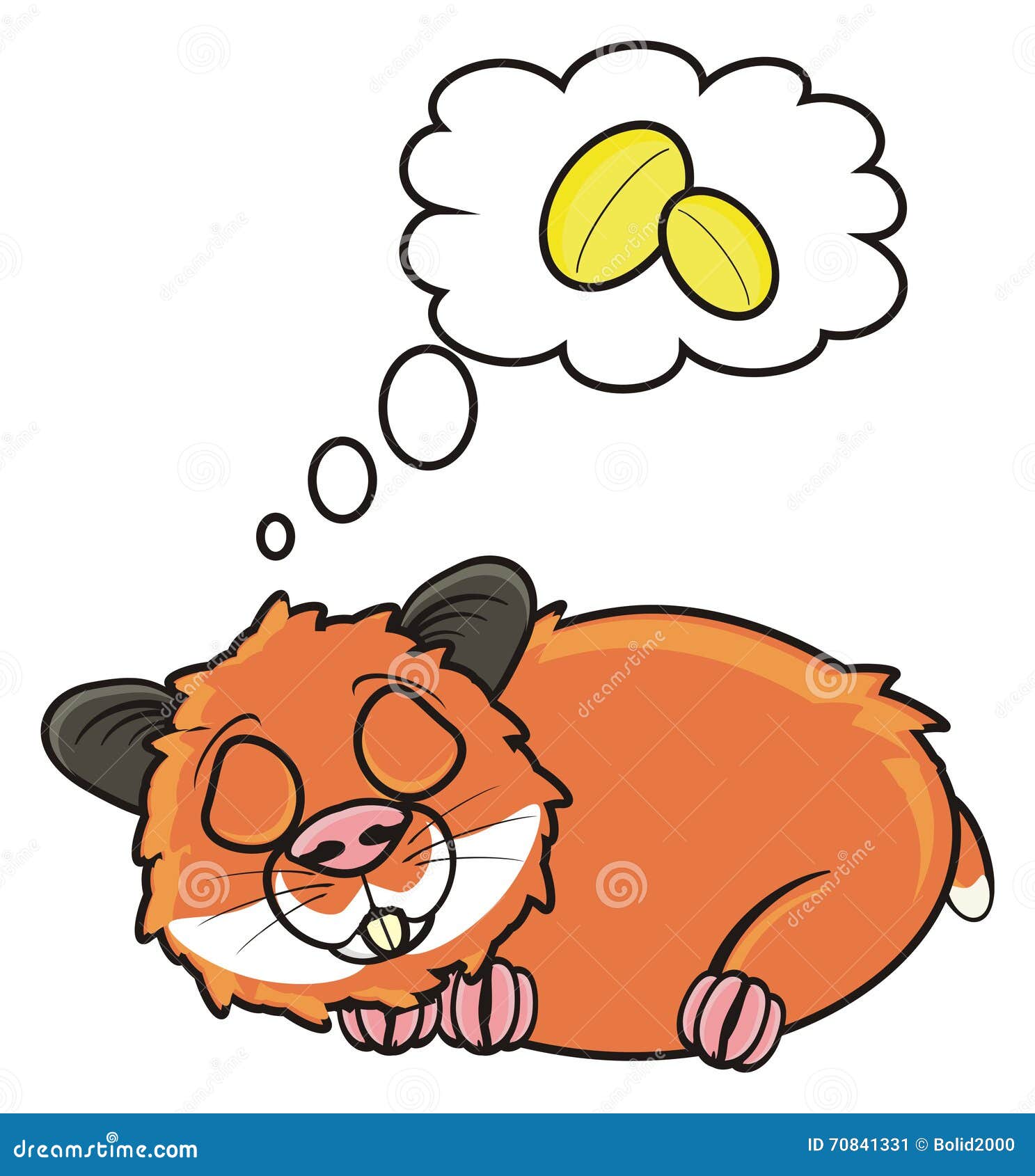 Hamster dreams about nuts stock illustration. Illustration of character