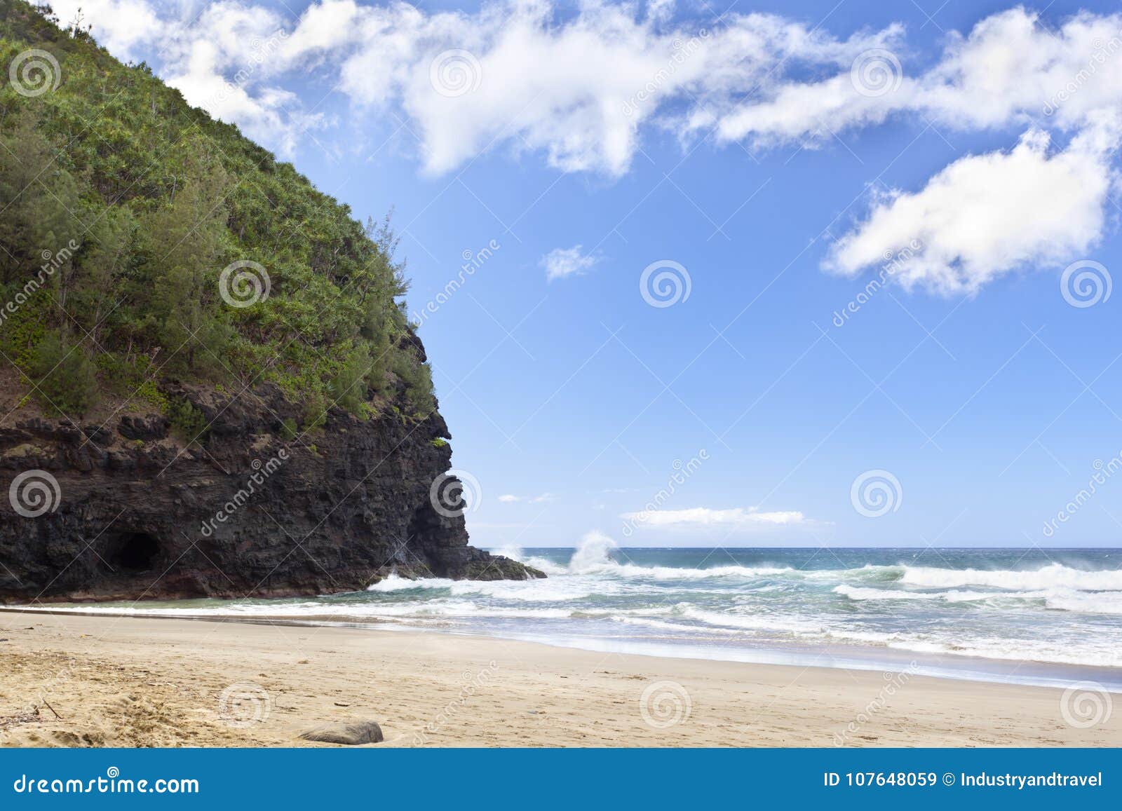 Hanakapiai beach kauai stock image image of horizontal 107648059
