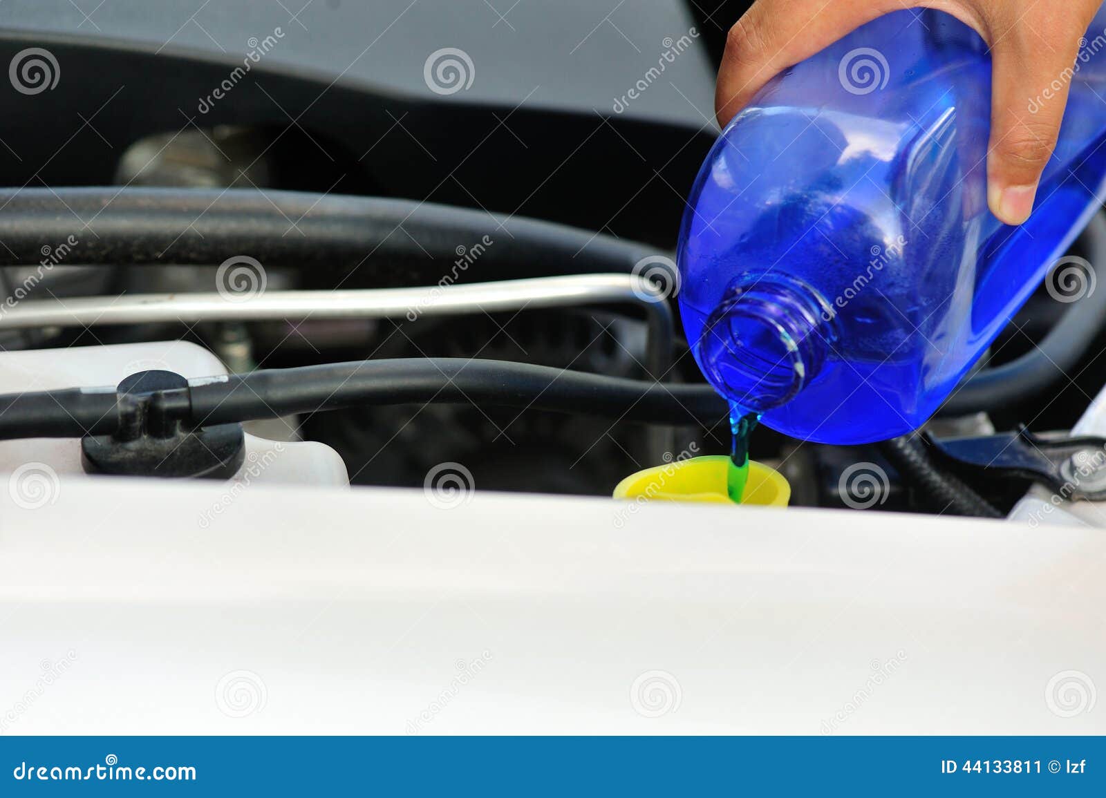 Hand Adding Auto Glass Cleaner for Car Stock Image Image of cleaner