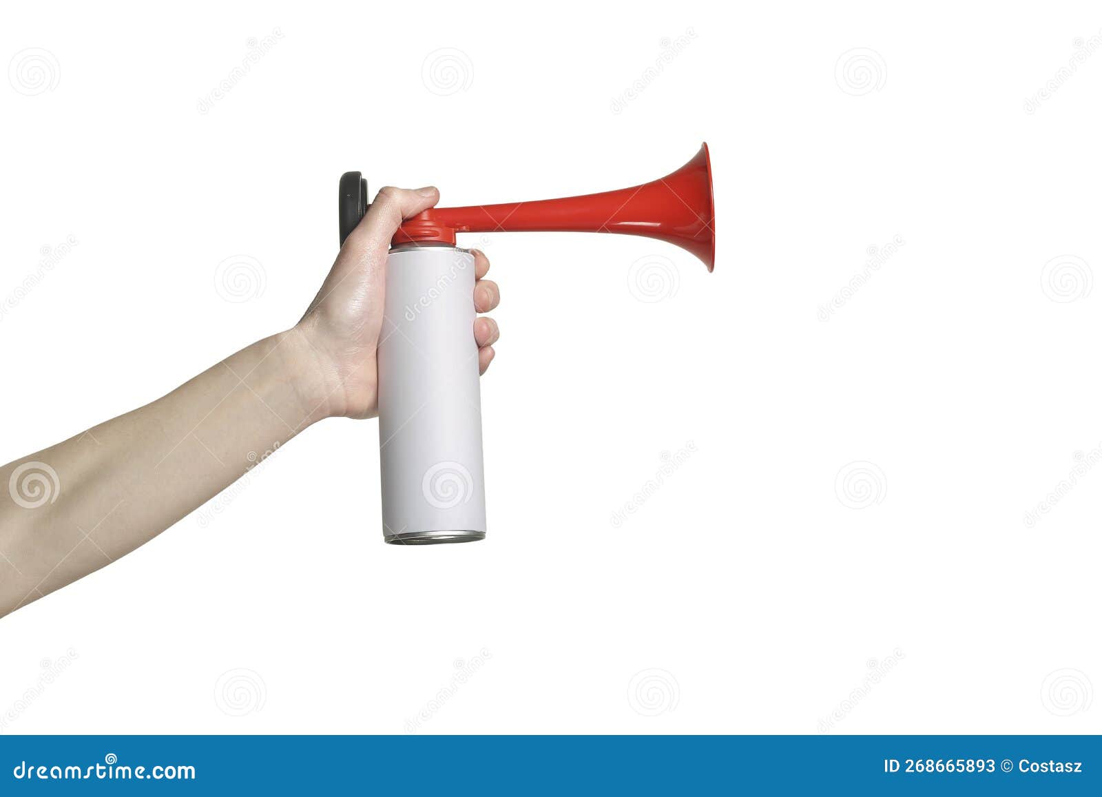Hand with Air Horn Metal Can Stock Image Image of honk, aerosol