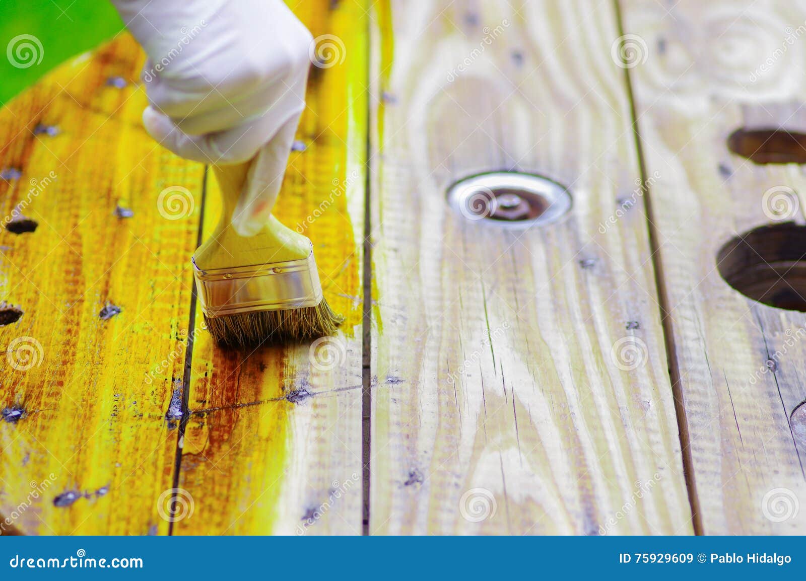 Hand Applying Lacquer To a Wood Table with a Brush Stock Image Image of improvement, lacquer
